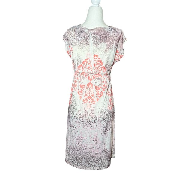 NEW Midi Cover-Up Beach Dress Womens Multicolor L Boho Pink/Brown Stretch - Picture 3 of 11